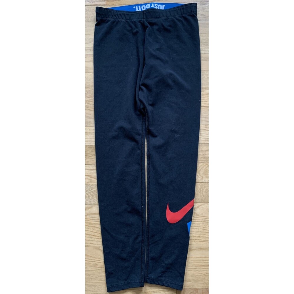 Nike Football Logo Leggings Womens M Black Pull On Stretch Training Athletic USA